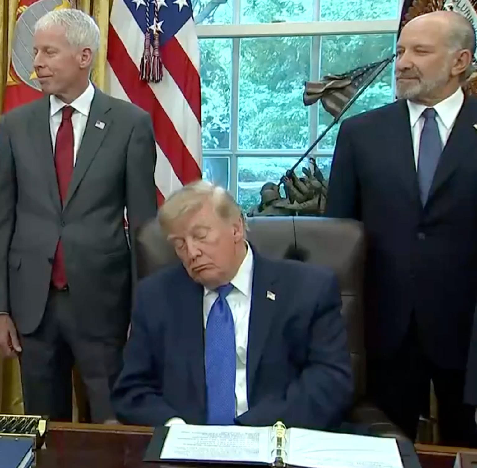 Donald Trump Asleep In The Oval Office blank meme template